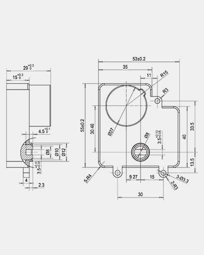 2NM dC2.5V actuator motor, 3 way mini motorized ball valve